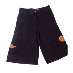 Royal Republic Y2K Patch Cargo Shorts Size 29x15 Black Skater Streetwear Vintage